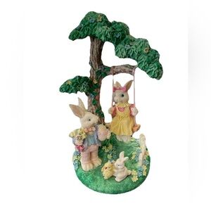 Easter Bunny Figurine Tree Swing Spring Decor